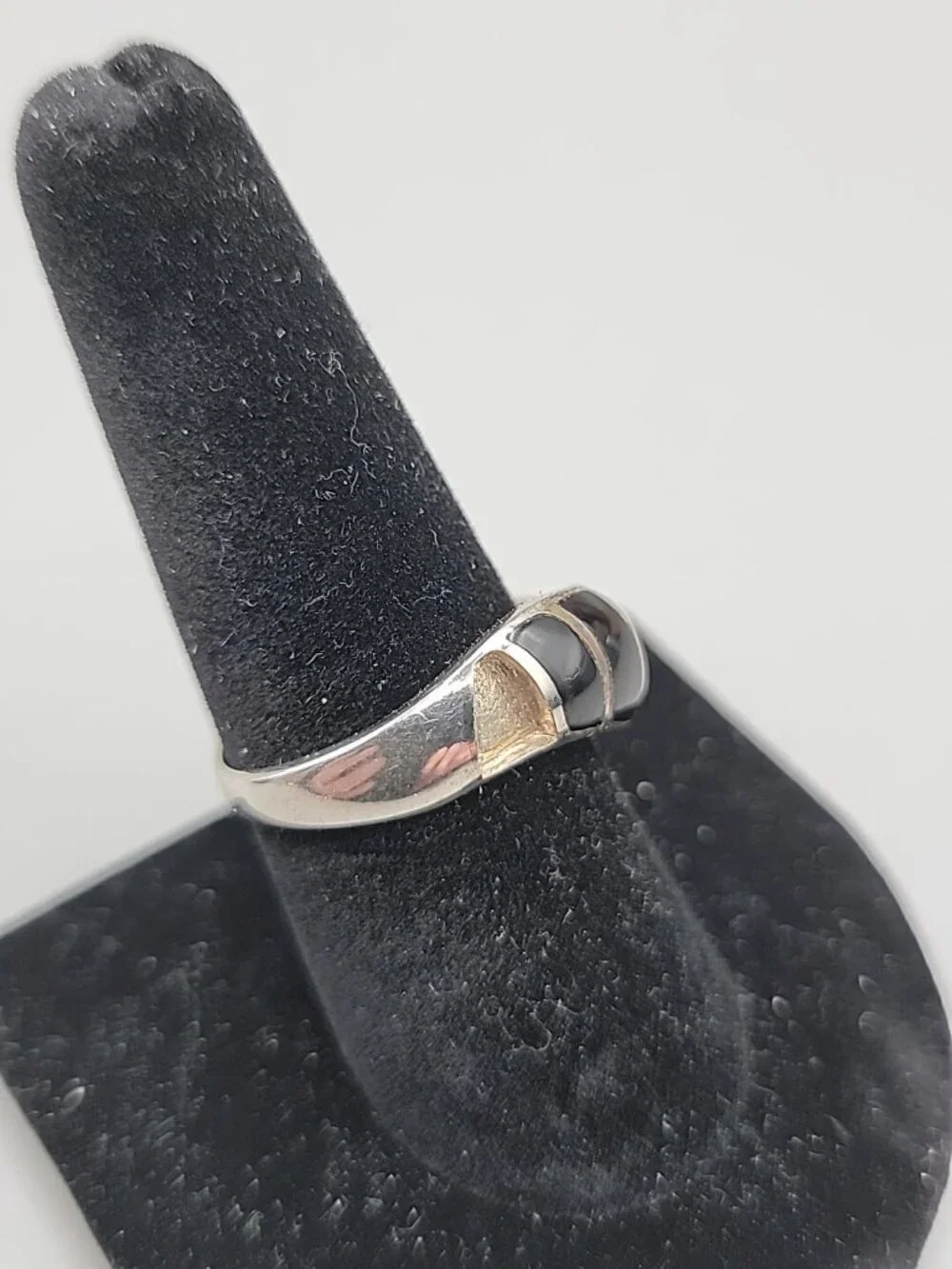 VTG Jimmy Herald Navajo Sterling Silver Black Onyx Inlay Ring 925 - AS IS SZ9